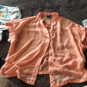 Sheer orange button up